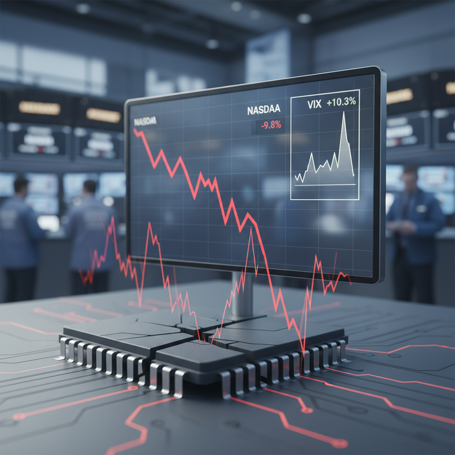 ตลาดหุ้นสหรัฐฯ ผันผวนหนัก! กลุ่มชิปดิ่งเกือบ 10% ฉุด Nasdaq ร่วง-ดัชนี VIX พุ่งรับแรงขายขาโหด