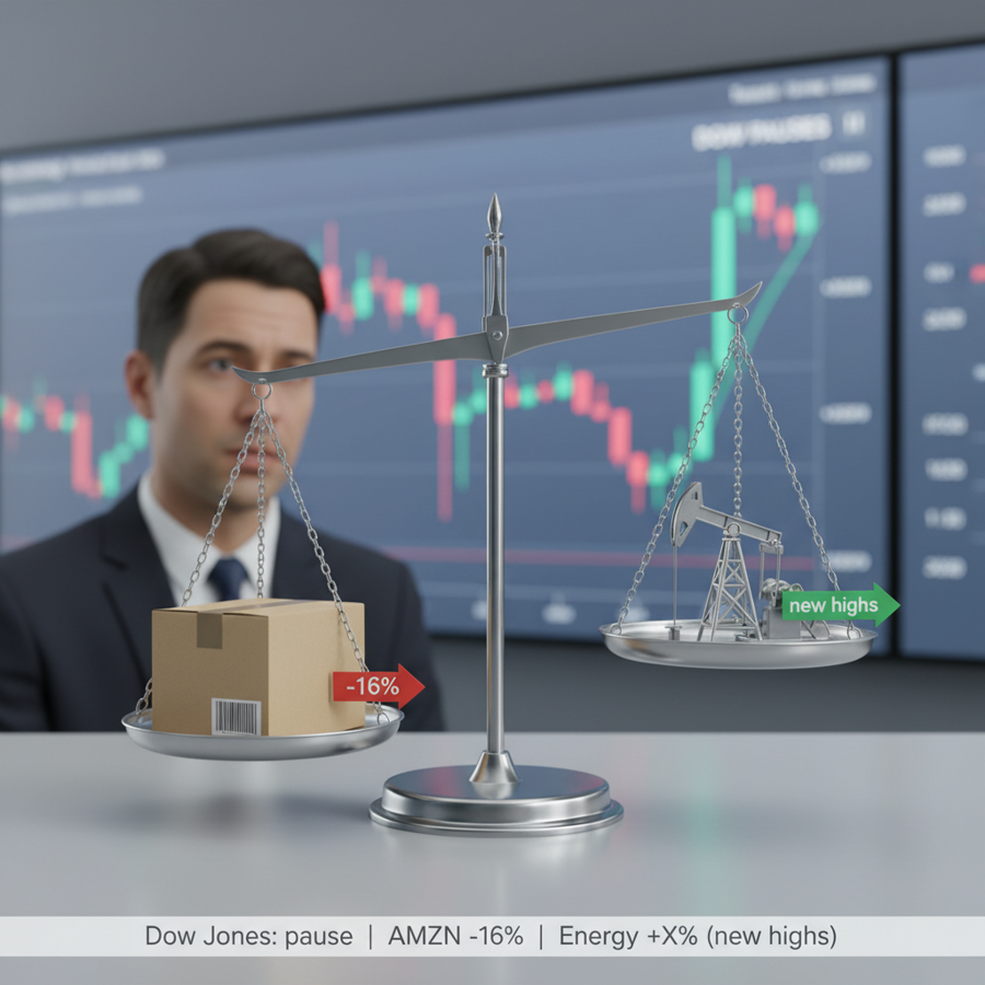 ดาวโจนส์พักตัวยุติขาขึ้น 3 วัน ผวา Amazon ร่วงหนัก 16% ขณะที่หุ้นพลังงานแกร่งสวนตลาดทำนิวไฮ