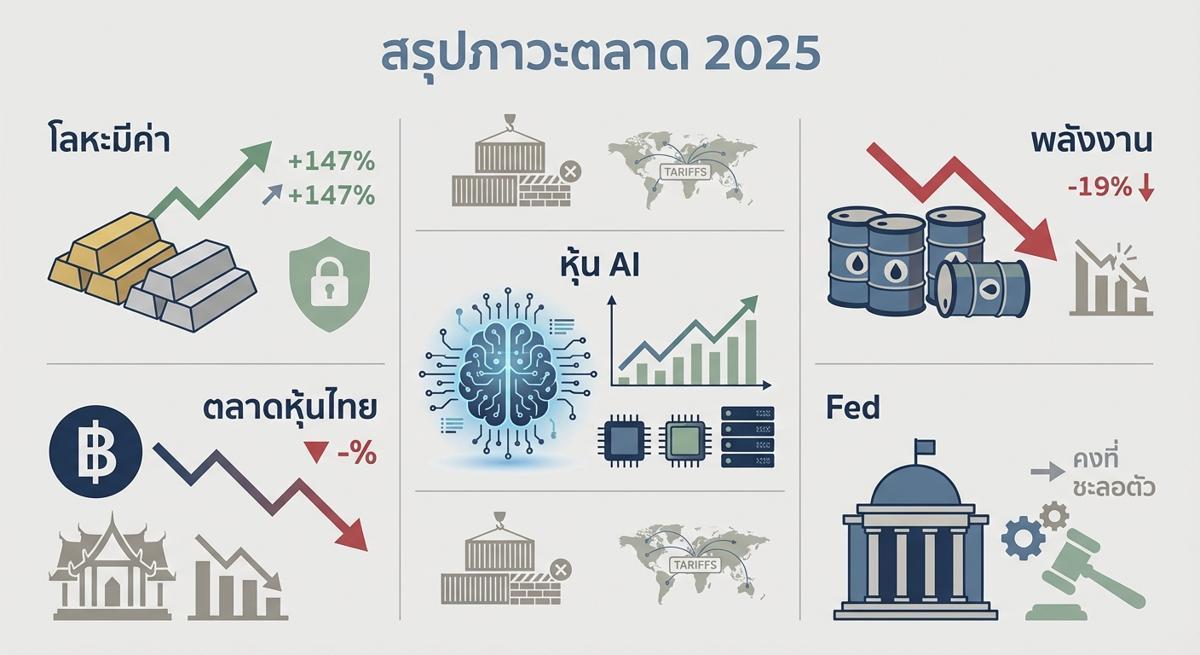 สรุปภาวะตลาดปี 2025: ผลกระทบจากนโยบายการค้าและความแตกต่างของราคาสินทรัพย์