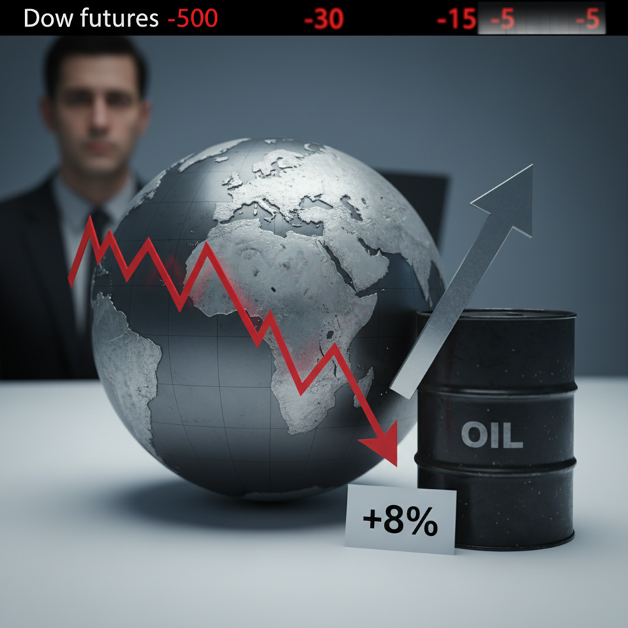 ตลาดหุ้นโลกผวาสงคราม! ดาวโจนส์ฟิวเจอร์สดิ่งกว่า 500 จุด น้ำมันพุ่ง 8% หลังสหรัฐฯ-อิสราเอลโจมตีอิหร่าน