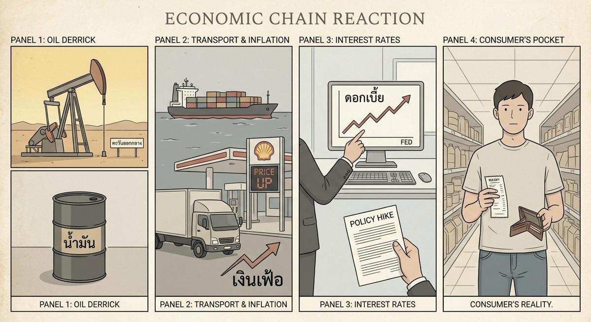 มากกว่าแค่น้ำมันแพง เมื่อความขัดแย้งในตะวันออกกลางอาจส่งผลกระทบลูกโซ่ถึงดอกเบี้ยและเงินในกระเป๋าเรา