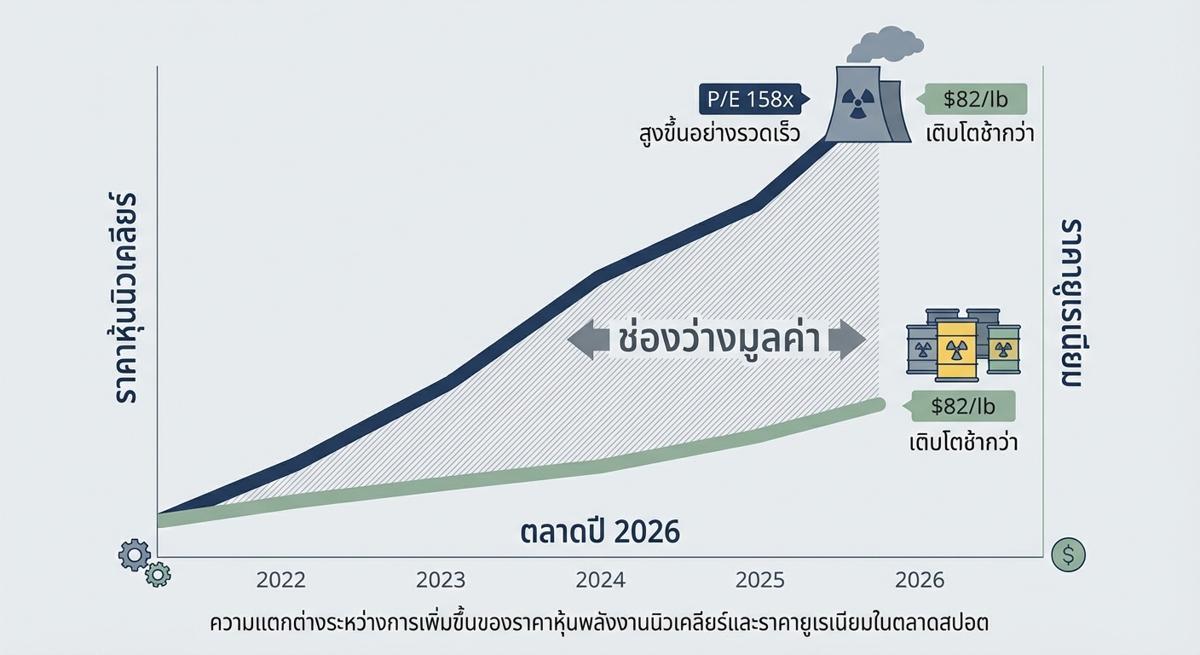 หุ้นนิวเคลียร์พุ่งแรงแต่ราคาแร่โตตามไม่ทัน สัญญาณอันตรายเมื่อความคาดหวังวิ่งแซงความจริงไปไกล