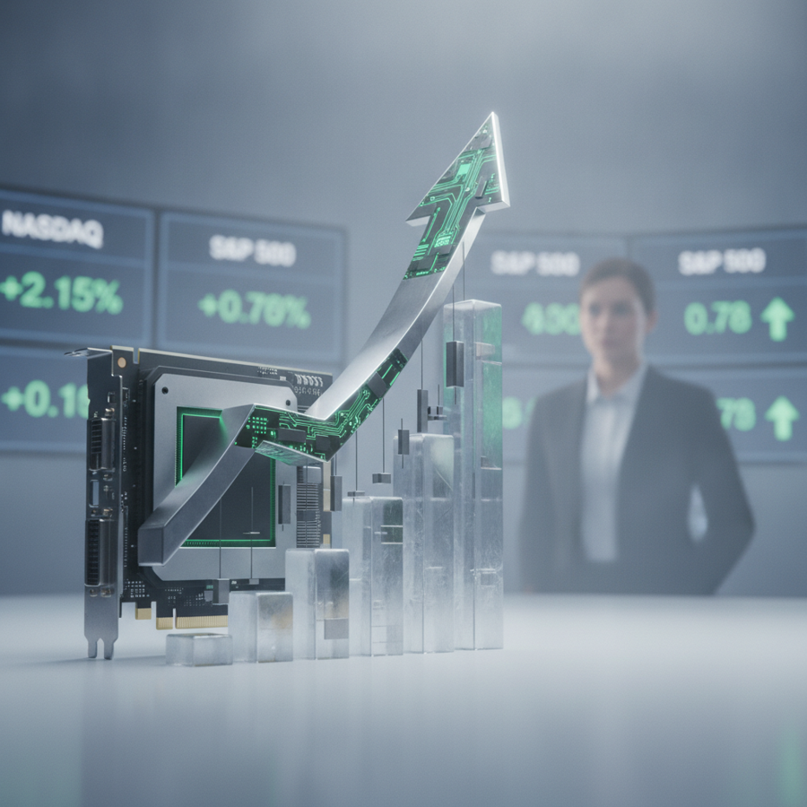Nvidia พุ่งแรงฉุดไม่อยู่! ดัน Nasdaq - S&P 500 ปิดบวก หลังโชว์คาดการณ์รายได้โตกระโดดรับกระแส AI