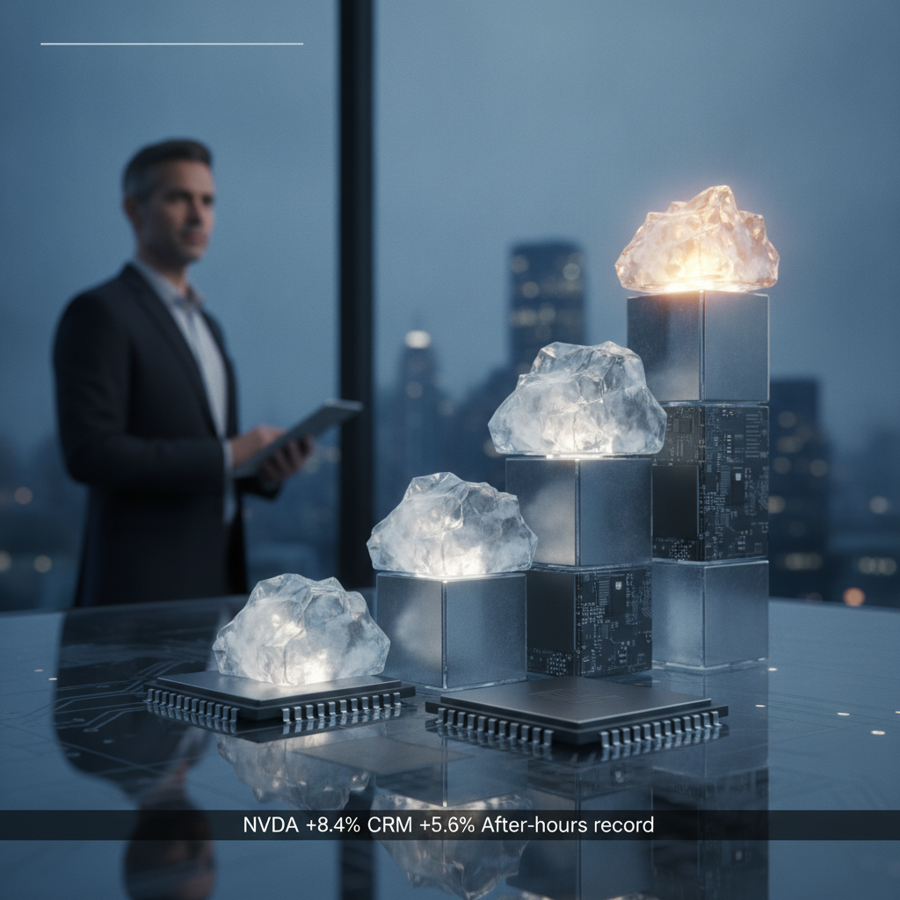 หุ้นเทคโนโลยีพุ่งยกแผง! Nvidia-Salesforce นำทัพโชว์งบแกร่ง ดันตลาดหลังปิดทำการคึกคักในระดับประวัติการณ์